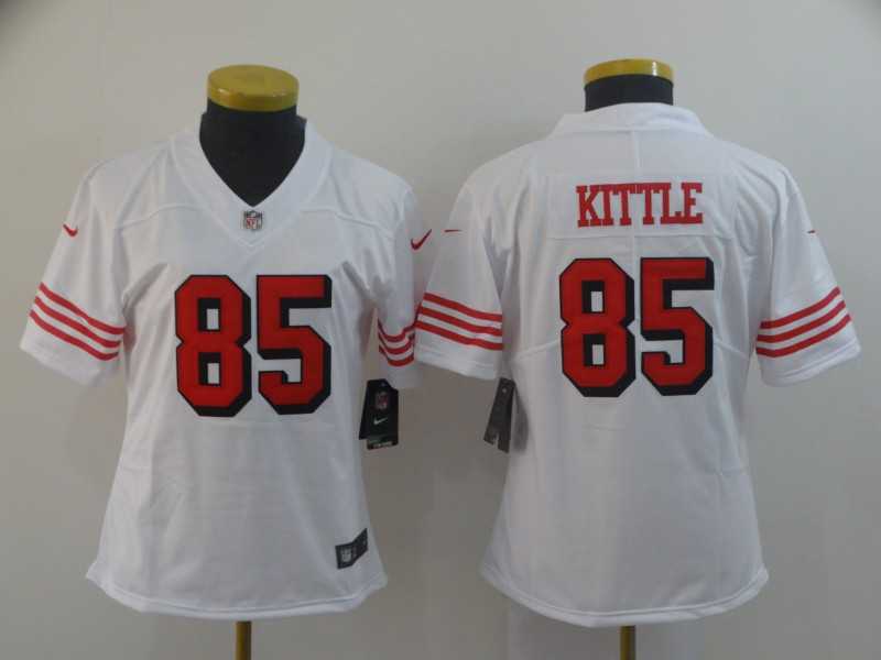 Women Nike 49ers 85 George Kittle White Color Rush Vapor Untouchable Limited Jersey,We sell and wholesale Women Nike 49ers 85 George Kittle White Color Rush Vapor Untouchable Limited Jersey on line form chian!